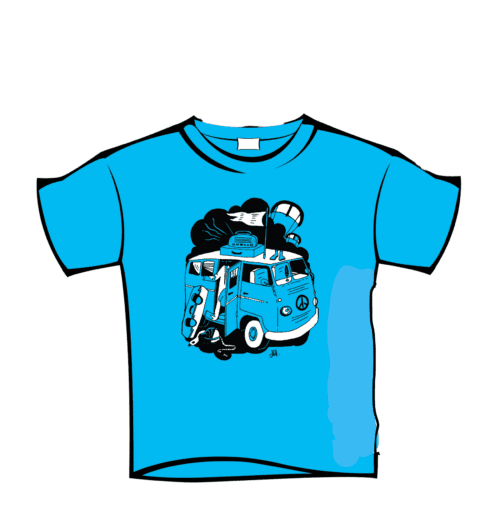 Good Breeze Kiteboarding VW Bus Graphic T-Shirt (Teal)